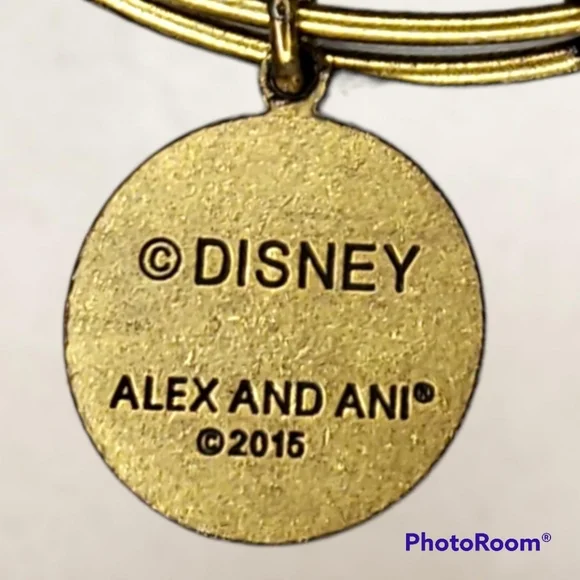 Disney ALEX AND ANI Princess Rapunzel Gold Tone Bangle Charm Bracelet RETIRED